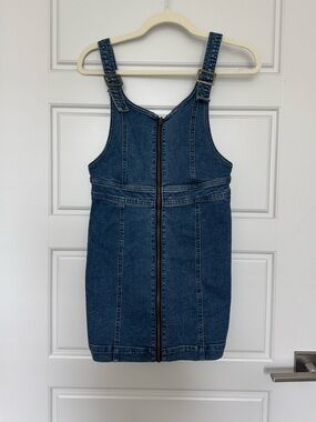 PacSun Dark Blue Denim Pinafore Overall Dress